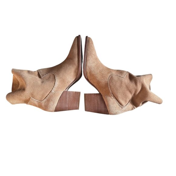 Schutz Tessie Suede Leather Western Boots Womens 9.5 B Tan Slouchy Block Heels - Picture 10 of 13